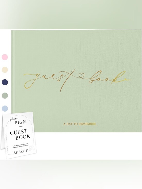 Other - Guest Book - Sage Green Hardcover with Gold Foil